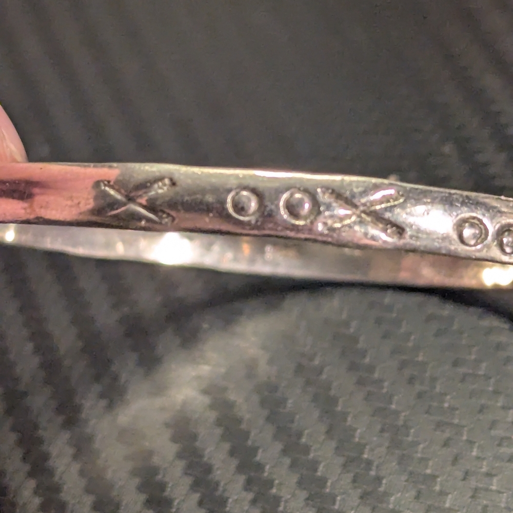 Vintage Taxco Mexico Sterling Silver Bangle Bracelet with Geometric Motif